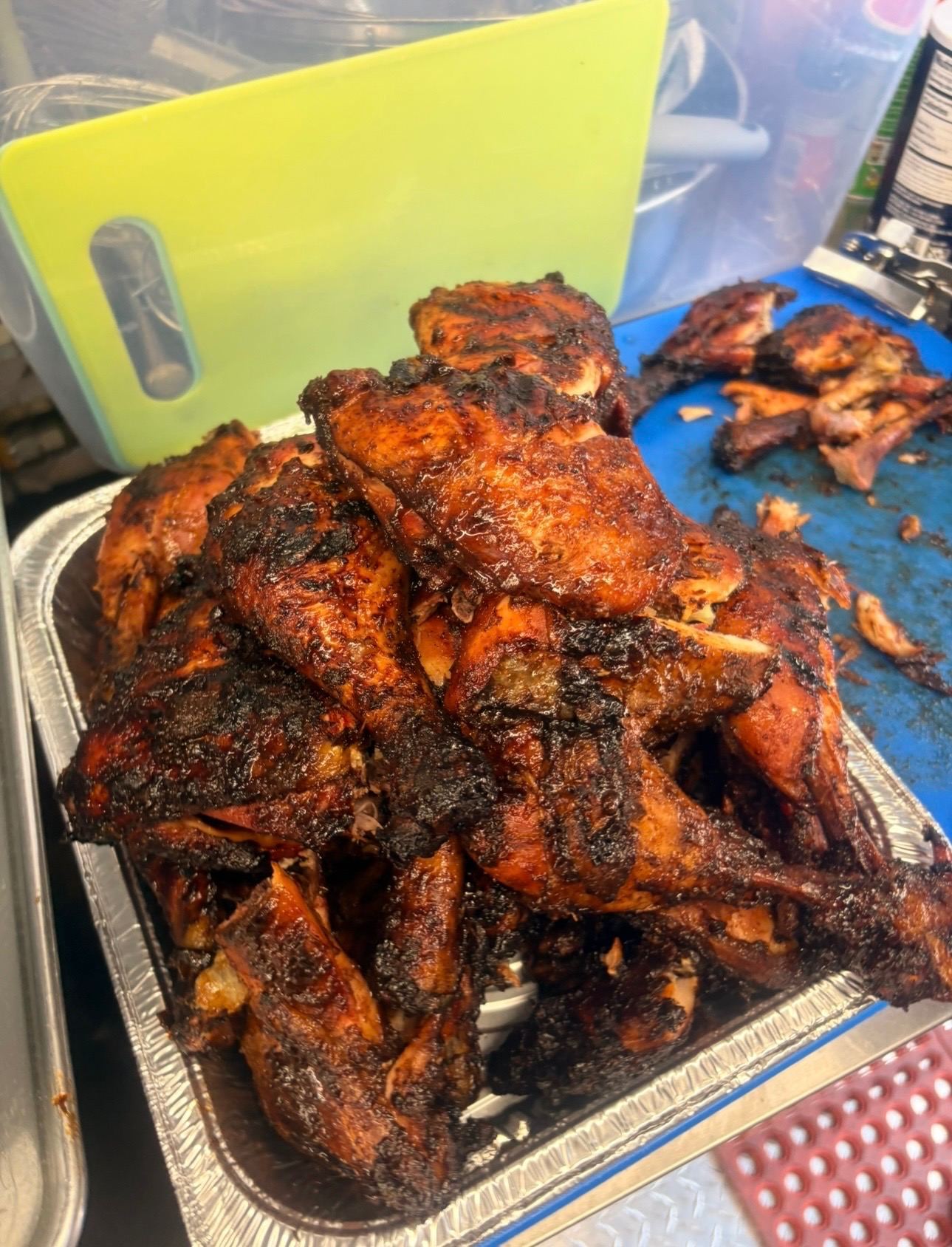 Tray of jerk chicken