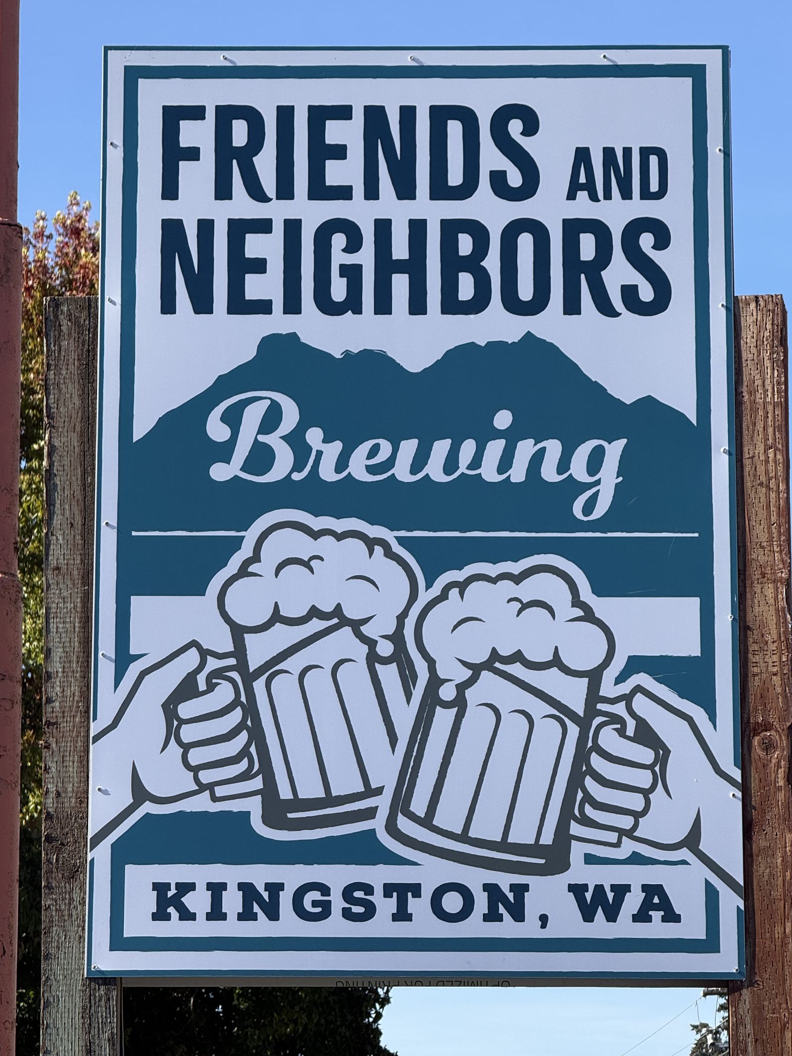 Friends and Neighbors Brewing sign, Kingston, WA