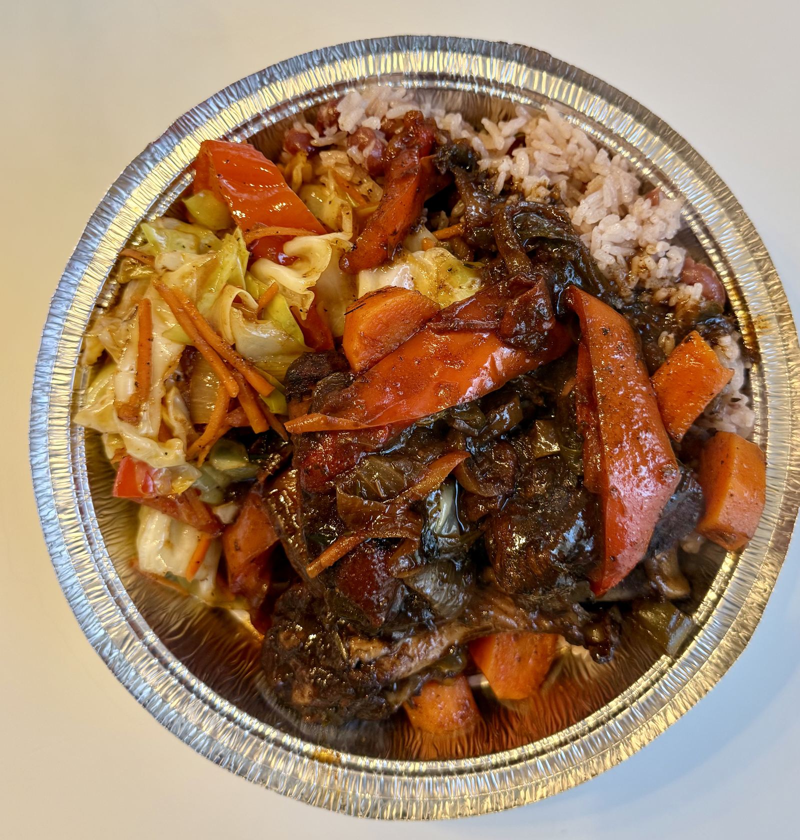 Plate with steamed cabbage and carrots